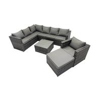 Fimous Patio Furniture Sets with Corner Sofa Chair Coffee Table Big Footstool