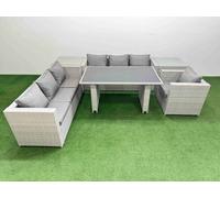 Fimous Patio Garden Furniture Sets with 2 Side Tables Light Grey Fimous Light Grey