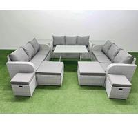 Patio Garden Furniture Sets with Dining Table 3 Seater Sofa Fimous Light Grey One Size