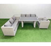 Fimous Patio Garden Furniture Sets with Side Table Light Grey Fimous Light Grey