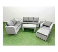 Fimous Patio PE Wicker 7 Seater Outdoor Rattan Furniture Sofa Sets with Reclining Chair Loveseat Sofa 3 Seater Sofa