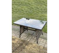Fimous PE Rattan Dining Table With Clear Tempered Glass in Dark Grey Fimous Dark Grey