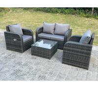 PE Rattan Garden Furniture Set Adjustable Chair Sofa Double Love Seat 2 Seater Sofa Square Coffee Table Fimous Dark Grey One Size