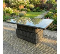 Fimous PE Rattan Rising Garden Dining or Coffee Table - Dark Grey Mixed