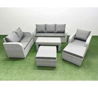 Fimous Pe Wicker 8 Seater Outdoor Rattan Furniture Sofa Sets Coffee Table Reclining Chair Loveseat Sofa 2 Big Footstools