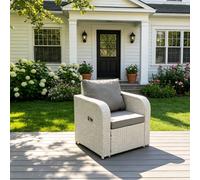 Fimous Rattan Adjustable Reclining Chair Light Grey