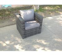Rattan Single Chair Patio Outdoor With Thick Cushion Fimous Dark Grey One Size