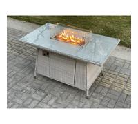 Fimous Rattan Gas Fire Pit Dining Table - Light Grey