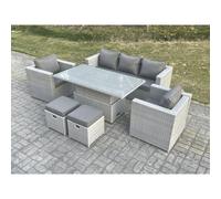 Fimous Rattan Garden Funiture Rising Table Sofa Dining Set Armchair