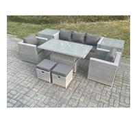Fimous Rattan Garden Funiture Rising Table Sofa Dining Set Armchair Side Table Stool