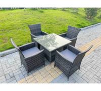 Fimous Rattan Garden Furniture Dining Set 4-seater Rectangular Table Chairs in Dark Grey Fimous Dark Grey