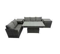 Fimous Rattan Garden Furniture Dining Set 5-seater with 2 Side Table