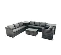 Fimous 7-seater Patio Coffee Table Sofa Set with 2 Side Tables