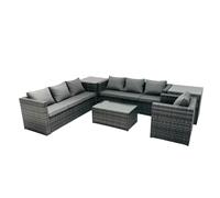 Fimous 7-seater Patio Coffee Table Sofa Set with 2 Side Tables