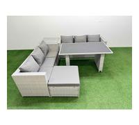 7-seater Patio Rectangular Table Sofa Set with Side Table Big Stool Fimous Light Grey One Size