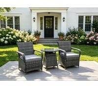 Fimous Rattan Garden Furniture Dining Set Table And Chairs Wicker Patio Outdoor 2 chairs plus small round table