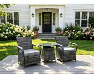 Fimous Rattan Garden Furniture Dining Set Table And Chairs Set Bistro Set Wicker Patio Outdoor 2 Chairs Plus Small Round Table