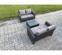 Fimous Rattan Garden Furniture Set 3 Piece Patio Rattan Furniture Sofa Weaving Wicker Includes 2 Double Seat Sofa And Coffee Table