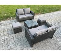Fimous Rattan Garden Furniture Set 5 Piece Patio Rattan Furniture Sofa Includes 2 Double Seat Sofa, Coffee Table
