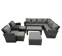 Fimous 8 Pieces Outdoor Garden Sofa Oblong Coffee Table Set