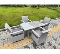 Fimous Rattan Garden Garden furniture Set Rectangular Table & 4 Chairs Set in Light Grey Fimous Light Grey