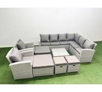 Rattan Garden Outdoor Furniture Set 12 Seater Rattan Garden Sofa Set Fimous Light Grey One Size