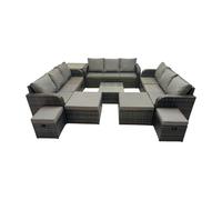 Fimous Rattan Garden Outdoor Furniture Set with 4 Stools Side Table