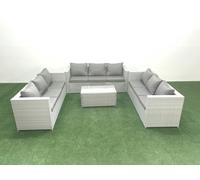 Fimous Rattan Garden Outdoor Furniture Set 9 Seater Garden Sofa Coffee Table Set Light Grey Mixed