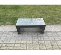 Fimous Rattan Oblong Rectangular Coffee Tea Table Outdoor Garden Furniture Patio Accessory Dark Grey Mixed