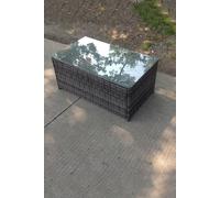 Fimous Rattan Oblong Rectangular Tea Coffee Table in Dark Grey Fimous Dark Grey