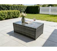 Fimous Rattan Oblong Rectangular Tea Coffee Table Outdoor Garden Furniture Patio Furniture Dark Grey Mixed