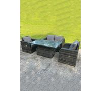 Fimous Rattan Outdoor Lifting Adjustable Dining Or Coffee Table Sets Love Sofa Reclining Chairs in Dark Grey Fimous Dark Grey