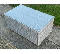 Fimous Rattan Rectangular Garden Coffee Table - Light Grey Mixed