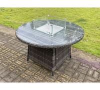 Fimous Rattan Round Outdoor Gas Fire Pit Dining Table Gas Heater - Mixed Grey