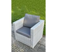 Fimous Rattan Single Chair Patio Garden Furniture With Thick Cushion Light Grey Fimous Light Grey