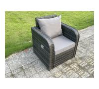 Fimous Single Reclining Rattan Arm Chair Adjustable Sofa Patio Outdoor Garden Furniture