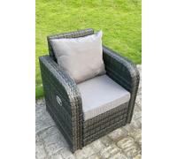 Fimous Single Reclining Rattan Arm Chair Adjustable With Cushion in Dark Grey Fimous Dark Grey