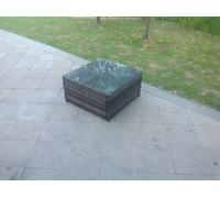Fimous Square Rattan Coffee Tea Side Table Indoor Outdoor Use Garden Furniture Accessory Patio Dark Grey Mixed