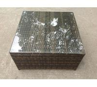 Fimous Square Rattan Coffee Tea Side Table Indoor Outdoor Use Garden Furniture Accessory Patio Dark Brown Mixed