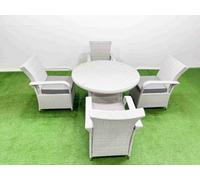 Fimous Wicker Pe Rattan Garden Furniture Set Patio Outdoor 4 Chairs Plus Big Round Table Set Light Grey Mixed