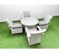 Fimous Wicker PE Rattan Garden Furniture Set Patio Outdoor 4 Chairs Plus Medium Round Table Set Light Grey Mixed