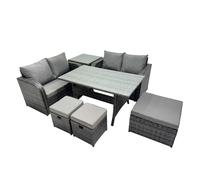 Fimous Outdoor Furniture Love Sofa Dining Table Sets with 3 Stools Side Table