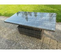 Fimous Wicker Rattan Garden Furniture Adjustable Rising Dining Or Coffee Table In Dark Grey Mixed