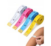 FIMWOLZ Body Tape Measure 4 Pieces 150 cm Tailor Tape Measure White/Red/Blue/Yellow, Both Sides mm/Inch with Clear Scale, Ideal for Sewing, Dressmaking & Accurate Body Measurement