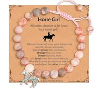 FIMWOLZ Horse Charm Bracelet Natural Stone Pink Horse Gift for Girlfriend Niece Daughter Niece Who Loved Horses L Stone