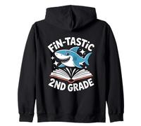 Fin Tastic 2nd Grade Shark Back To School Reading Zip Hoodie