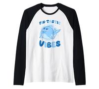 Fin-Tastic Vibes Dolphin Kawaii Cute Funny Raglan Baseball Tee