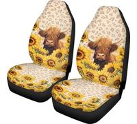 Finagallathe Anaimal Print 2PCs Front Car Seat Covers Cattle Sunflower Cars Seat Protector Universal fit for Most Cars SUVs and Trucks