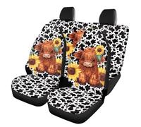 Finagallathe Baby Cattle Sunflower Car Seat Covers Front and Rear Seats Cow Print Unverisal Fit Seat Cover Protector Cushion Automotive Vehicle Auto Interior Covers
