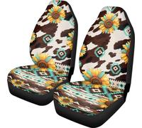 Finagallathe Brown Aztec Car Seat Covers Front Seat Sunflower 2 Packs Car Front Seat Cover for Dogs Protector Unverisal Fit Cars, Trucks & SUVs